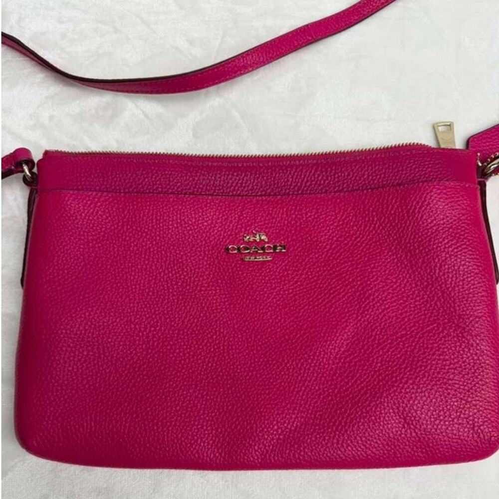 Coach Polished Pebble Crossbody Logo Cross Body Pink Ruby - Picture 3 of 10